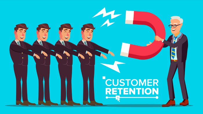 Retention customer client customers retain rate increase tips vector businessman magnet giant help will marketing hand ways stock strategy business